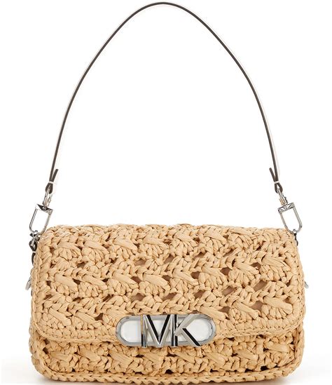 michael kors raffia|Michael Kors Parker Raffia Medium Convertible Pouchette .